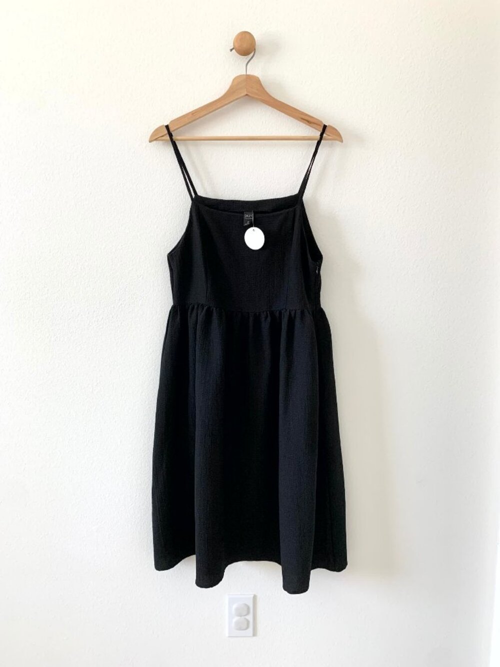 Dazy Black Textured Sleeveless Spaghetti Straps Smock Dress XLarge
